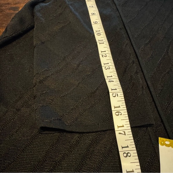 Ming Wang Open Front Lightweight Black Textured Mid Length Cardigan Size M - Picture 11 of 11